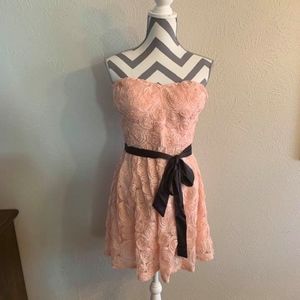 Charlotte Russe Pink Strapless Dress w/3d Flower M